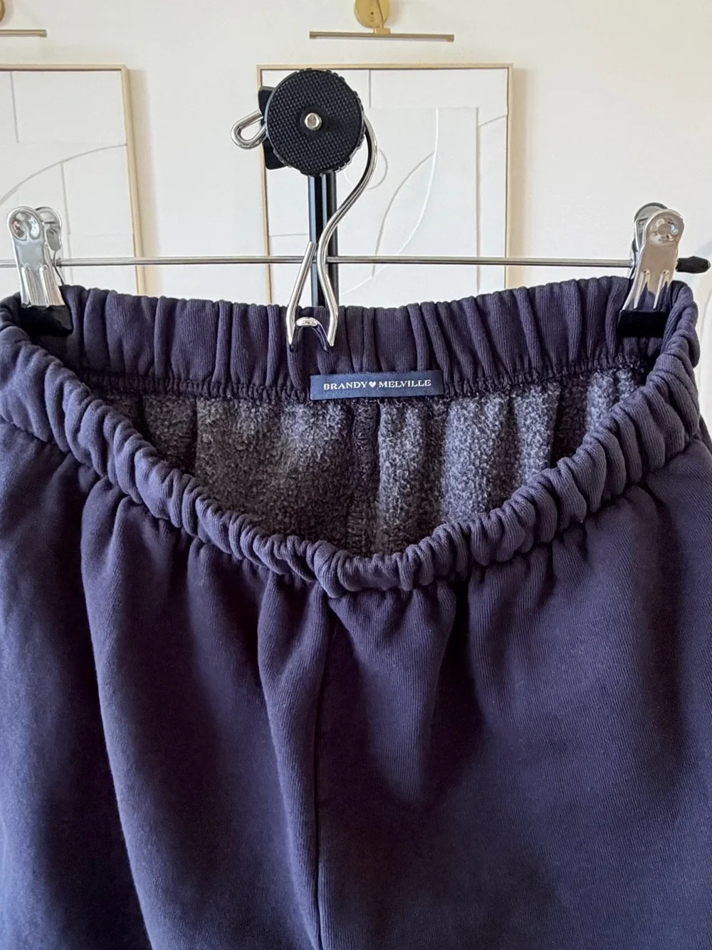 Brandy Melville Navy Blue Fleece Jogger Sweatpants — Size M